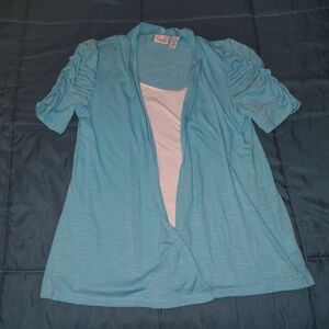 Kim Rogers Sky Blue Open Front Blouse
